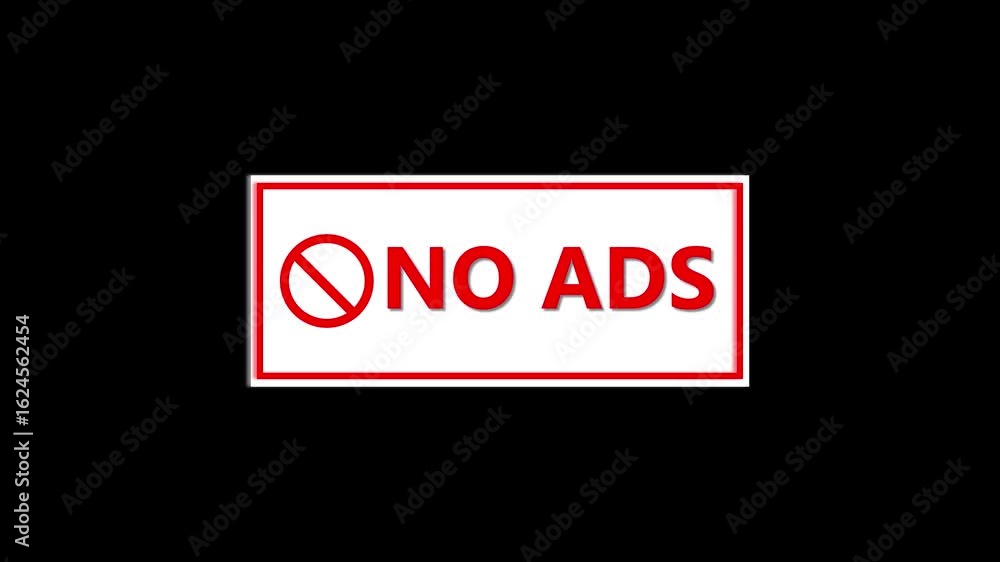 Poster red no ads icon animation in seamless loop. designed for television, content creators, and ad-restri