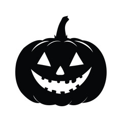 Black and White Silhouette of a Smiling Jack O Lantern for Halloween