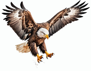 Obraz premium The eagle's sharp, hooked beak is a vibrant yellow, and its eyes are a piercing yellow, giving it an intense and focused expression (1)