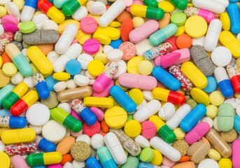 A colorful assortment of pills and capsules