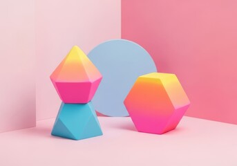 Modern geometric shapes with pastel gradient colors