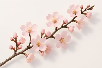 Cherry Blossom Branch with Pink Flowers