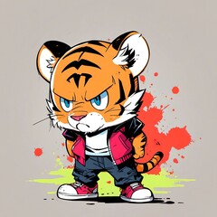 Grumpy Tiger Cub in a Jacket
