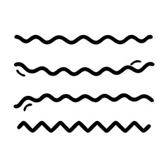 Set of wavy horizontal lines. Marker hand-drawn line border set and scribble design elements. Lines hand drawn paint brush stroke. Vector set isolated .