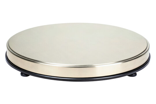 Metal round rotating turntable isolated with transparent background