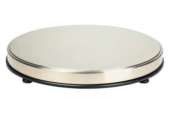 Metal round rotating turntable isolated with transparent background