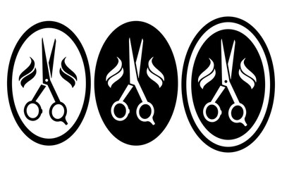 Obraz premium Hair Salon logo icon set, Scissor, and hair graphic icon, Barbershop Beauty Salon symbols, Vector illustration