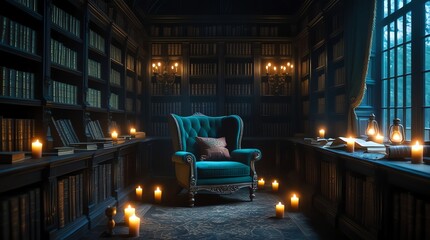 Serene Evening in a Grand Library