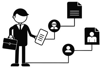 Employee Onboarding Silhouette Vector – HR, Training, and Workplace Integration Concept