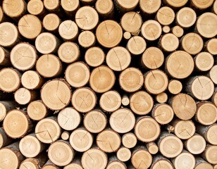 Stacked logs, close-up view