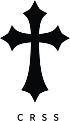 Ornate gothic cross symbol with decorative fleur de lis ends isolated on transparent background © rsvect02