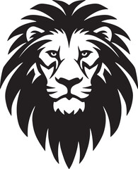 Fototapeta premium Vector art of lion head black and white illustration isolated on white background