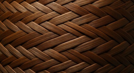 Brown woven pattern with interlocking strands creating a textural basketlike effect and a threedimensional appearance