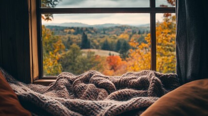 autumn forest view from the window