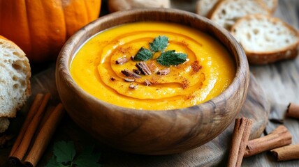 pumpkin soup in a bowl