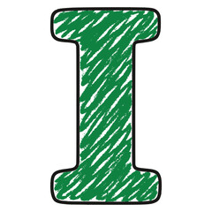 scribble crayon letter I drawing flat color vector illustration template design
