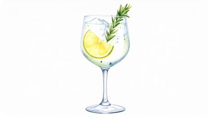 Refreshing gin tonic cocktail with lemon slice and rosemary garnish on ice, perfect for summer celebrations