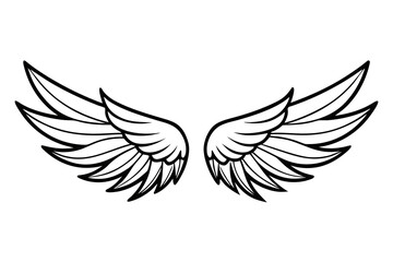 Obraz premium A pair of stylized black and white angel wings with clean lines and a simple design