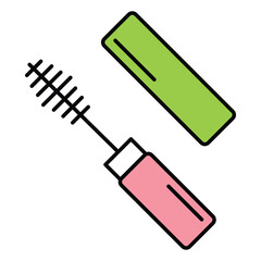 Beauty Mascara Vector Icon with Lash Brush