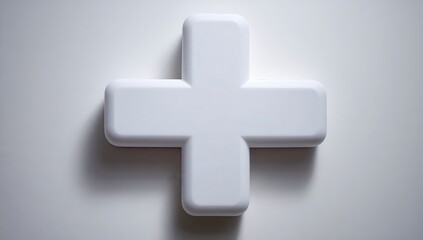 Obraz premium 3D plus sign, matte white, simple design