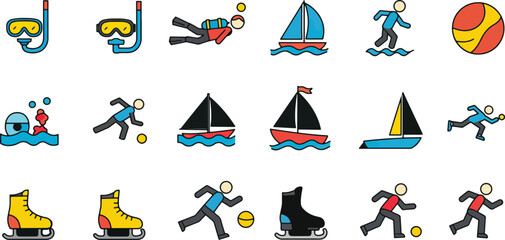 Water and ice sports icons