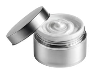 Moisturizing cream application step bathroom skincare environment view isolated on transparent background