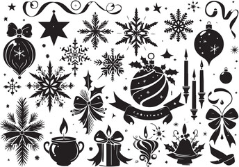 Naklejka premium A beautiful vector snowflake set, perfect for a winter holiday pattern or Christmas decoration design