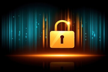 x-default Gold Padlock on Abstract Technology Background