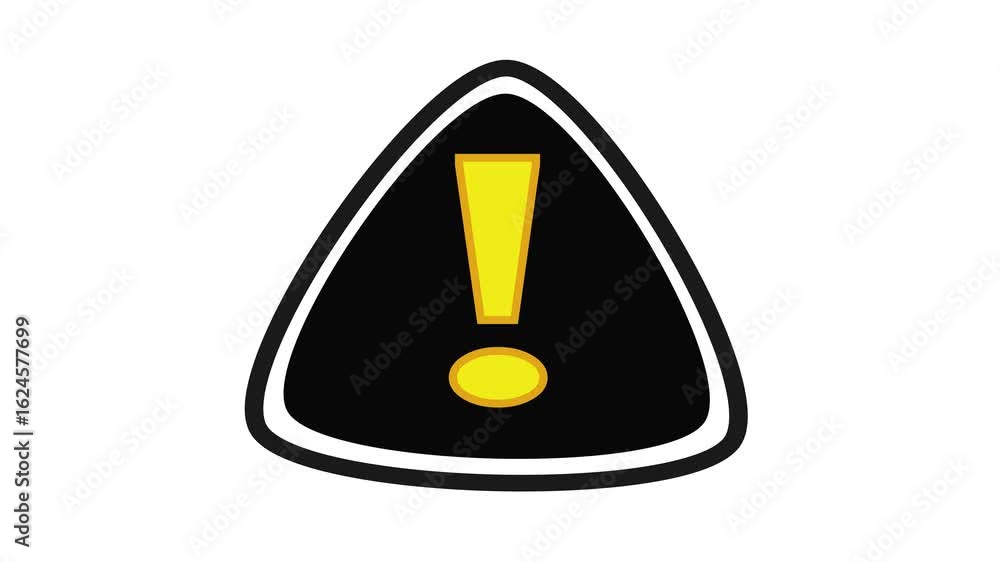 Poster black yellow warning sign animation. exclamation mark alert icon urgent attention motion graphics.mo