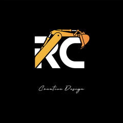 RC Excavator Arm Construction Logo - Bold Industrial Letter mark Design for Heavy Equipment, Contractor Branding & Modern Engineering Identity
