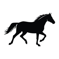 Elegant Black Silhouette of a Horse in Motion: Graceful, Powerful, and Free.