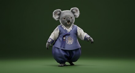 Koala bear wearing traditional korean hanbok