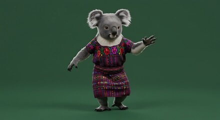 Koala wearing traditional dress