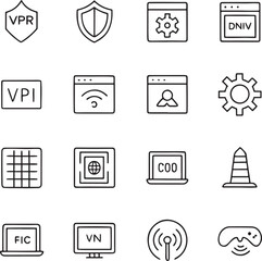 Technology and Security Line Icon Set