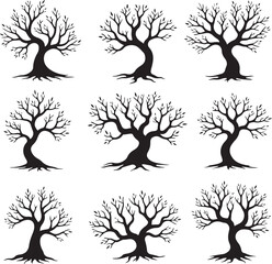 Seasons of the Tree: A Collection of Stylized Silhouettes,
Bare Beauty: Minimalist Tree Designs in Black Ink,
Abstract Tree Silhouettes for Design and Art Projects,