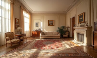 Empty classic apartment with two rooms, offering a blank slate for customization in the living room, Generative AI