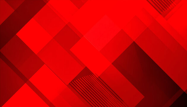 Bold Red Geometric Abstraction with Layered Squares and Diagonal Stripes - Powered by Adobe