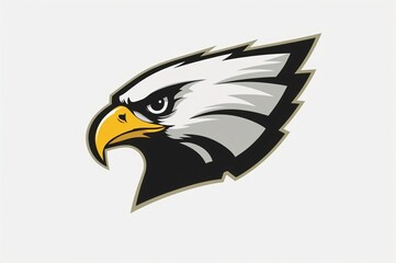 Obraz premium Majestic eagle head profile, sports mascot design, white background, team logo