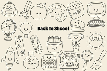 Back to school set elements outine