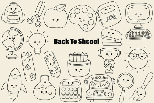 Back to school set elements outine