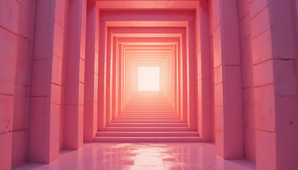 Fototapeta premium Pink Corridor: Abstract Architecture & Light