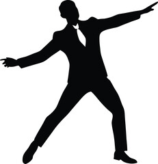  full body silhouette of business man throwing silhouette vector illustration