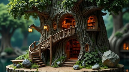 Obraz premium A charming fairytale cottage nestled deep in the woods