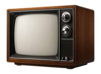 Vintage television set with a wooden casing and rotary dials, embodying mid-20th century design and classic retro technology.