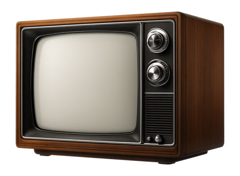 Vintage television set with a wooden casing and rotary dials, embodying mid-20th century design and classic retro technology.