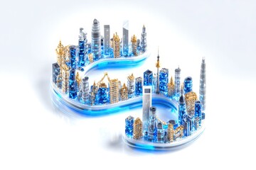 Obraz premium x-default Futuristic Cityscape Forming a Dollar Sign