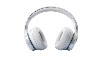 White wireless headphones isolated on transparent background, offering portable stereo sound and modern design for music and audio enjoyment