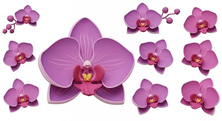 Pink purple orchid flowers graphic design