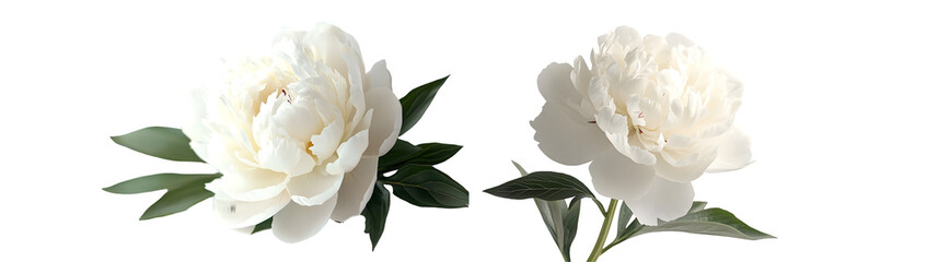 white peony flower isolated on a transparent background