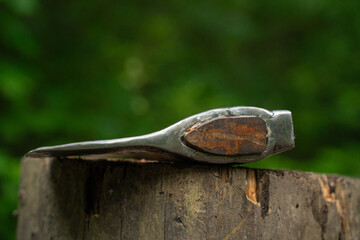 Unusual large axe close-up